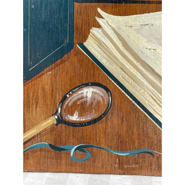 Brown Trompe l'Oeil Hyperrealism Oil Painting Early Country Living For Sale - Image 8 of 13