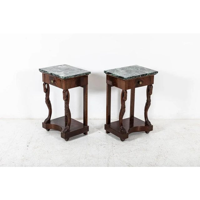 Wood French Swan Neck Bedside Tables, Set of 2 For Sale - Image 7 of 18
