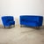 This matching blue loveseat and chair were imported from Denmark and have beautiful new upholstery and have been restored....