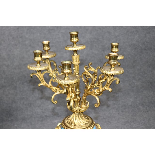 Bronze Pair of French Late 19th Century Sevres Style Porcelain and Bronze Candelabras For Sale - Image 8 of 13