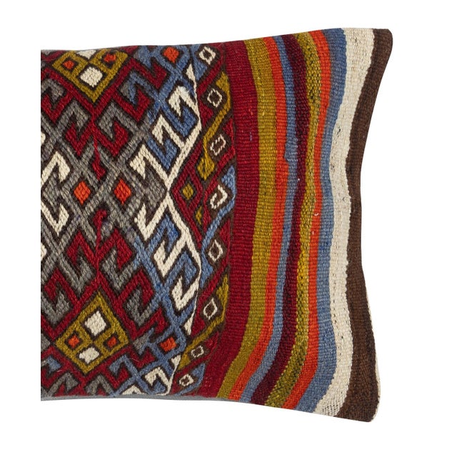 14"x24" Vintage Cushion Cover. Hand-Woven Kilim Pillowcase. Lumbar Pillow Cover For Sale - Image 4 of 4