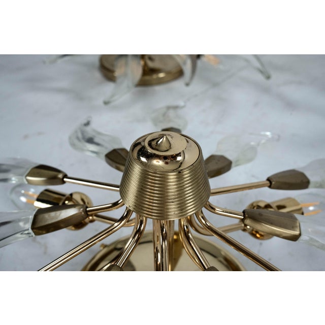 Metal Brass and Crystal Ceiling Lamps, Italy, 1970s, Set of 3 For Sale - Image 7 of 18