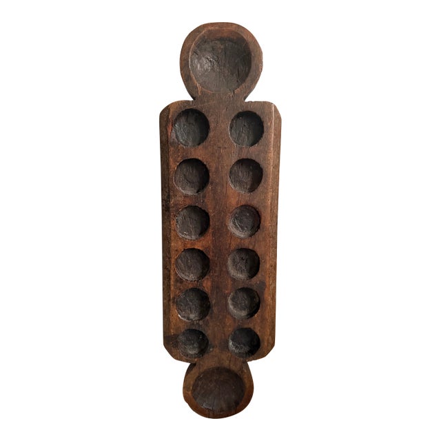 Vintage Rustic African Mancala Board For Sale