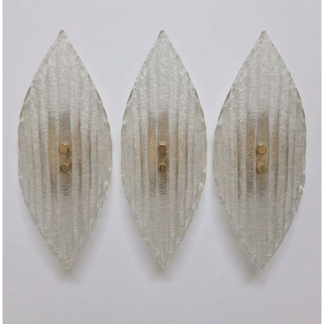 Murano Glass Wall Lamps in Glass and Brass, Italy, 1970s, Set of 3 For Sale - Image 12 of 12