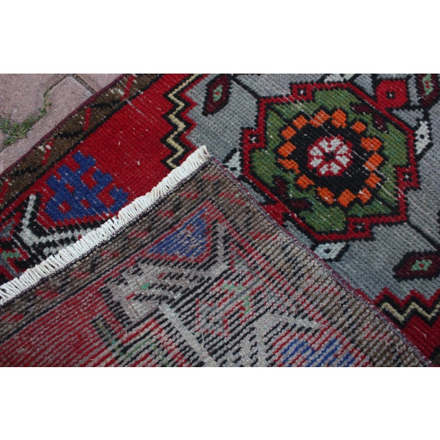 1960s Turkish Vintage Hand Knotted Doormat Rug For Sale - Image 12 of 13