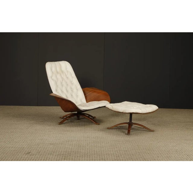An iconic Mid-Century Modern 'Mr. Chair' and ottoman, designed by George Mulhauser for Plycraft in the 1960s. A timeless...