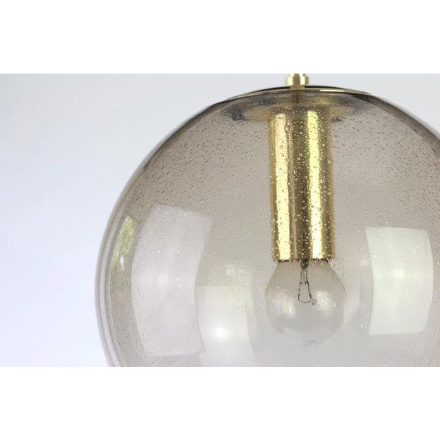 Brass with Smoked Glass Ball Pendant from Limburg, Germany, 1970s For Sale - Image 6 of 13