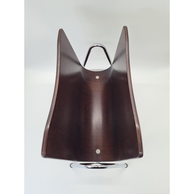 Mid-Century Modern Magazine Rack in Bent Plywood and Chrome, 1960s For Sale - Image 6 of 10