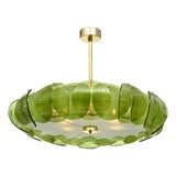 Venetian Glass, Impressive Drum Chandelier, Green, Murano, Italy For Sale