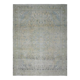 1970s Vintage Persian Handmade Wool Cotton Neutral Area Rug For Sale
