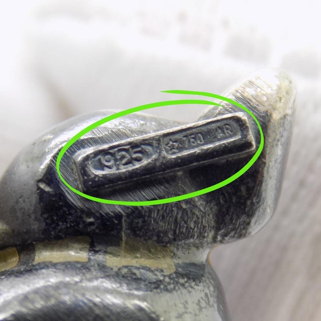 Metal Vintage Italian Handmade Genuine Sterling Silver 925 Mouse & Cheese Figurine For Sale - Image 7 of 9