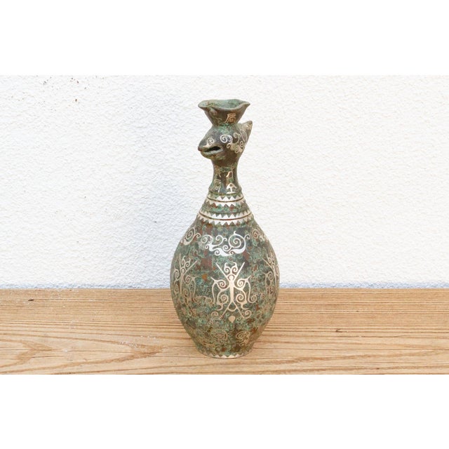 Antique Chinese Patinated Bronze Vase For Sale In Los Angeles - Image 6 of 9