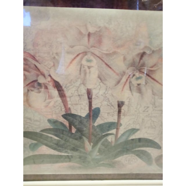 Fitz and Floyd Tropical Framed Bird Palm Floral Palm Beach Regency Purple Green Wall Art Print For Sale - Image 4 of 8