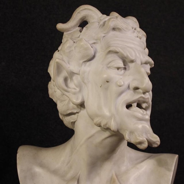 Satyr and Bacchante, 1880, White Marble Sculptures, Set of 2 For Sale - Image 3 of 13