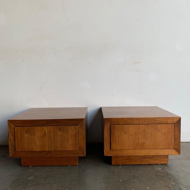 1980s Low Profile Walnut Nightstands a Pair Chairish