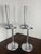 In a Brutalist style with a sculptural design, this elegant pair of large cast aluminum candlesticks was made in Italy in...