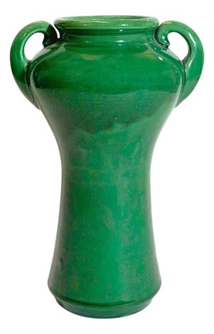 Art Nouveau Awaji Pottery Green Glazed Vase, 1890s