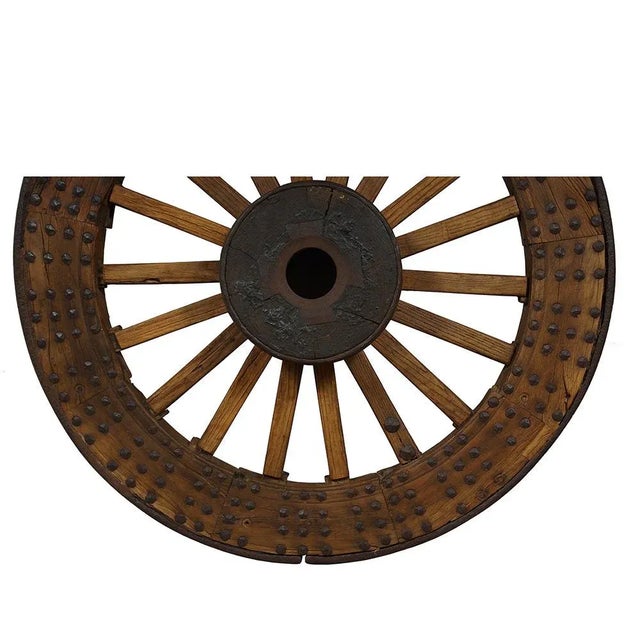 Early 19th Century Early 19th Century Antique Chinese Large Country Wagon Wheel For Sale - Image 5 of 12