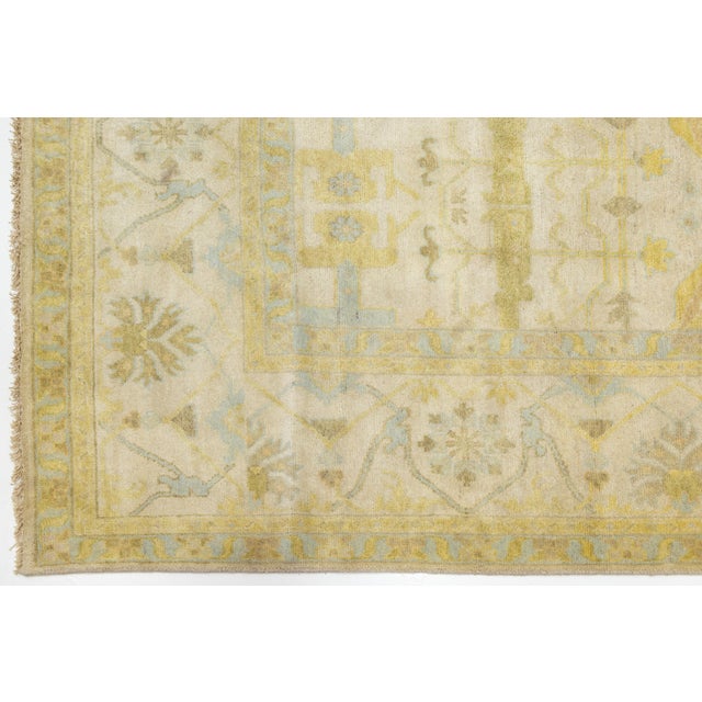 11x21 Modern Oushak Style Wool Rug in Soft Cream, Ochre Gold & Soft Blue For Sale - Image 10 of 12