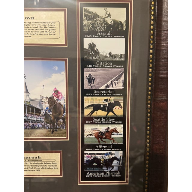 Framed Triple Crown Horse Racing Memorabilia Featuring American Pharoah & Historic Winners For Sale In Nashville - Image 6 of 11