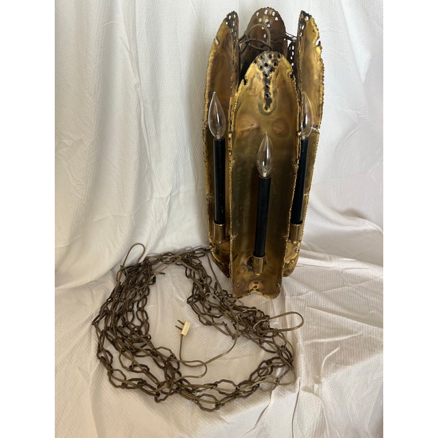 Brutalist Tom Greene Brutalist Chandelier by Feldman. For Sale - Image 3 of 3
