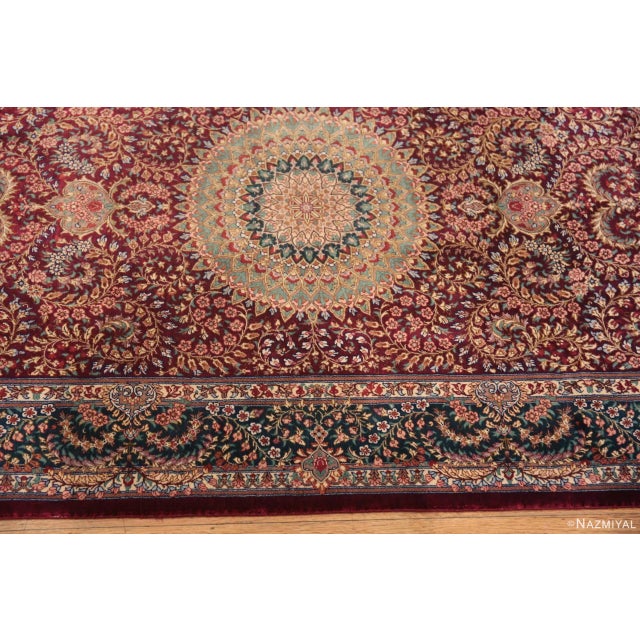 1950s Nazmiyal Collection Vintage Persian Gonbad Design Silk Qum Hallway Runner Rug For Sale - Image 5 of 6