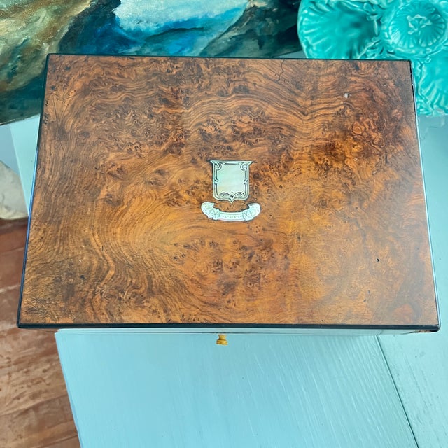 Antique Victorian Burr Walnut Vanity Dressing Case For Sale - Image 14 of 18