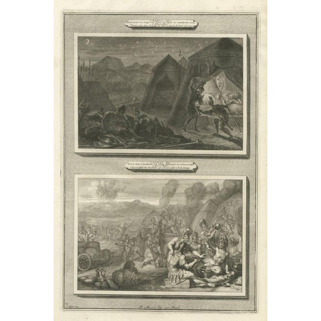 Pieter Mortier, David Takes Saul's Spear and Defeats the Amalekites, 1700, Engraving For Sale - Image 12 of 12