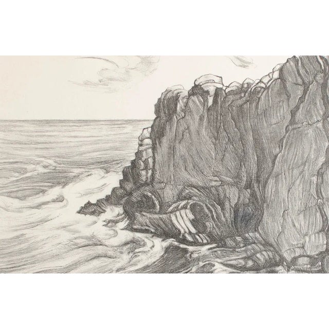 Original dramatic etching titled "Ogunquit Point" by American artist Adele Watson, modernist painter & muralist 1873 –...
