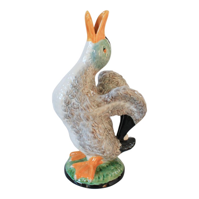 Vintage Bordallo Pinheiro Mallard Duck Ewer Pitcher For Sale