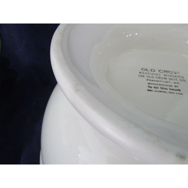White Vintage Mid-Century Modern Old Crow Whiskey Punch Bowl by Hall China Bar Party For Sale - Image 8 of 9