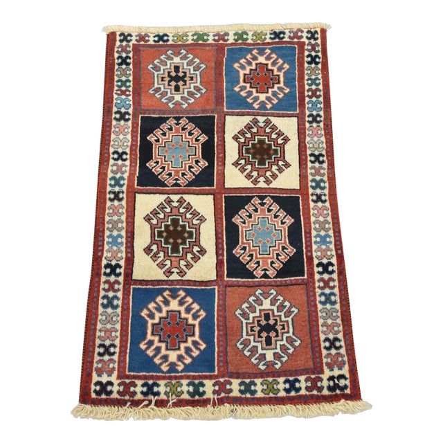 Yalameh Rug 1’9” X 2’10” Multicolor Wool Vintage Tribal Hand-Knotted Carpet For Sale