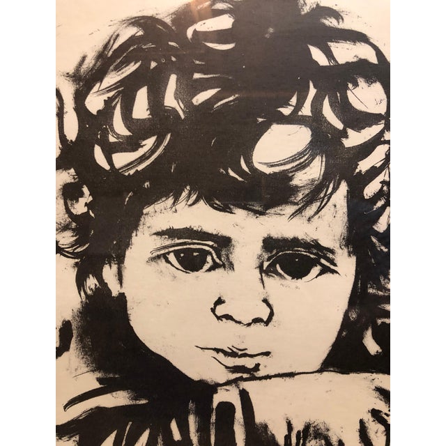Moshe Gat, Lithograph Israeli Modernist Judaica, Kibbutz Boy, Bezalel Artist, c.1960 For Sale - Image 4 of 4