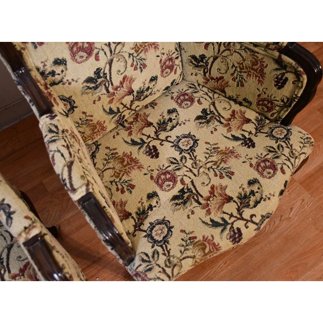 1930 French Xvi Style Fruitwood High Back Living Room Chairs Fireplace Side Chairs For Sale - Image 18 of 18