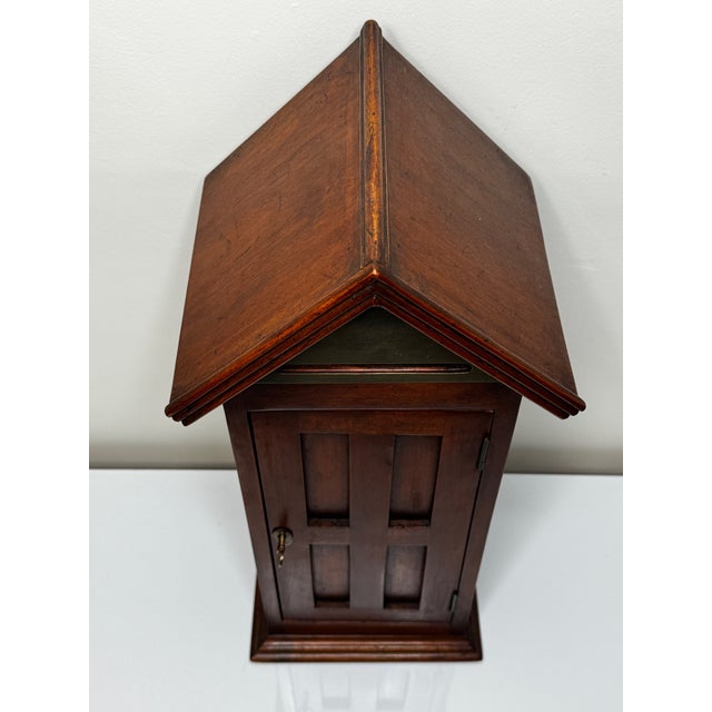 Arts & Crafts Mid-Century British Arts & Crafts Mahogany Indoor Post Box Cabinet, “Sentry Box” Form, Lock and Key For Sale - Image 3 of 18