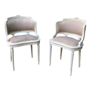 Antique French Louis XVI Painted Armchairs - a Pair For Sale