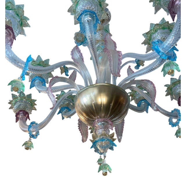 Italian Italian Murano Glass Multi-Color Floral Chandelier For Sale - Image 3 of 11