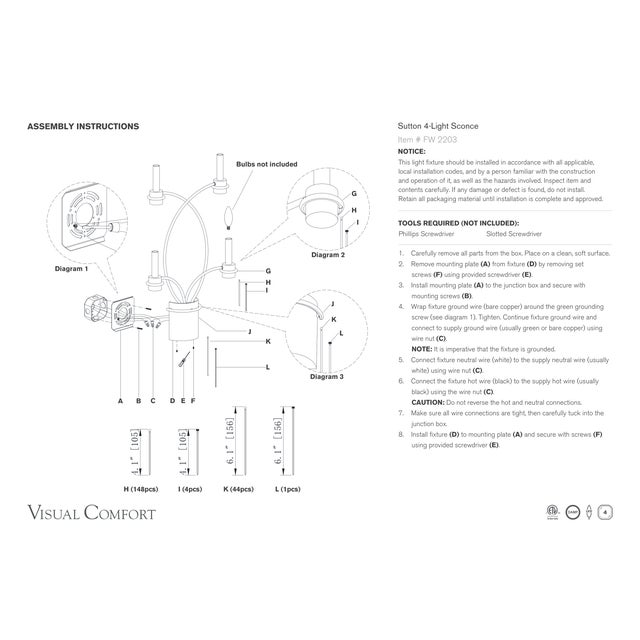 Fisher Weisman for Visual Comfort Signature Sutton 4-Light Sconce in Bronze For Sale In Houston - Image 6 of 7