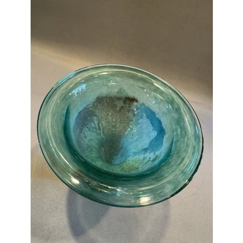 Vintage Signed Kosta Boda Blue Glass Pedestal Vase. Excellent vintage condition. See photos for details and etched...