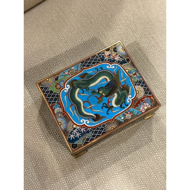 Late 19th Century Japanese Cloisonne Enamel Dragon Trinket Box Attributed to Inaba Meiji Period For Sale - Image 5 of 12