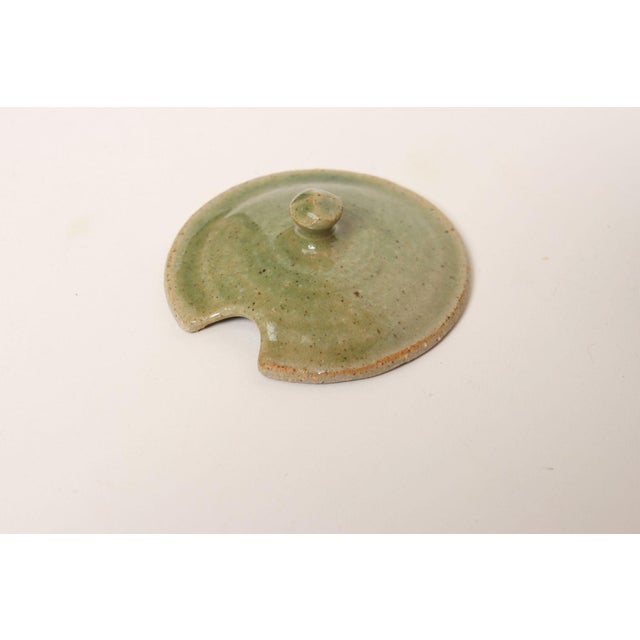 Vintage Petite Studio Ceramic Green Lidded Sugar Bowl by Deanna Nichols For Sale - Image 9 of 10