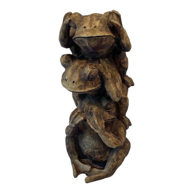 Vintage 3 Monkey See No Evil Speak No Evil and Hear No Evil Garden Statue For Sale