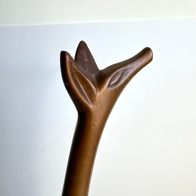 Ceramic Vintage Giraffe Statue MCM Bronze Glaze Ceramic African Figural Sculpture 18.5" Tall For Sale - Image 7 of 11