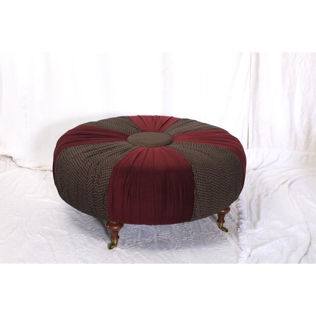 1990s Ottoman With Velvet Pinwheel Design For Sale - Image 6 of 12