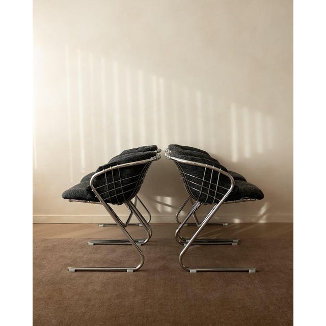 Italian Chrome Flynn Dining Chairs by Gastone Rinaldi for Thema, 1970s, Set of 4 For Sale - Image 3 of 18