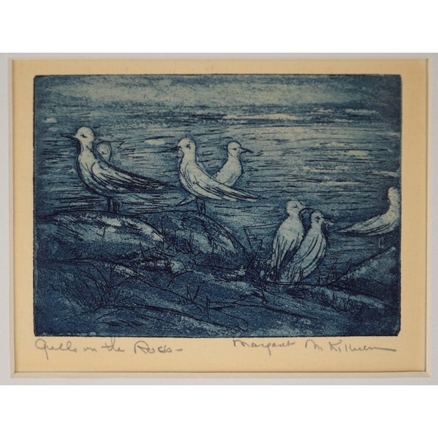 1940s "Gulls on the Rocks" - Original Lithograph by Margaret M. Kilburn For Sale - Image 5 of 6