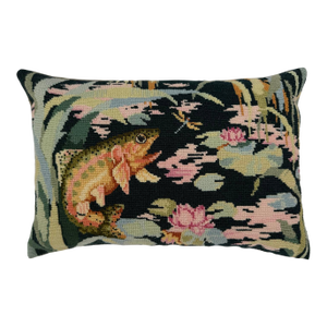 Handmade Needlepoint Trout Fly Fishing Pillow