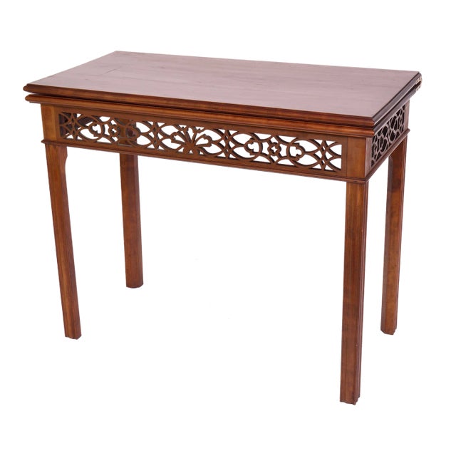 Chippendale Walnut Game Table by Bartley Collection For Sale