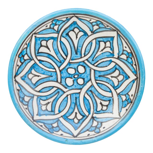 Mid 20th Century Blue Moorish-Patterned Ceramic Wall Plate For Sale