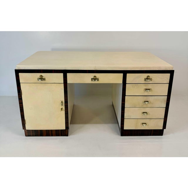 Italian Art Deco Parchment Desk by Osvaldo Borsani, 1940s For Sale - Image 3 of 18